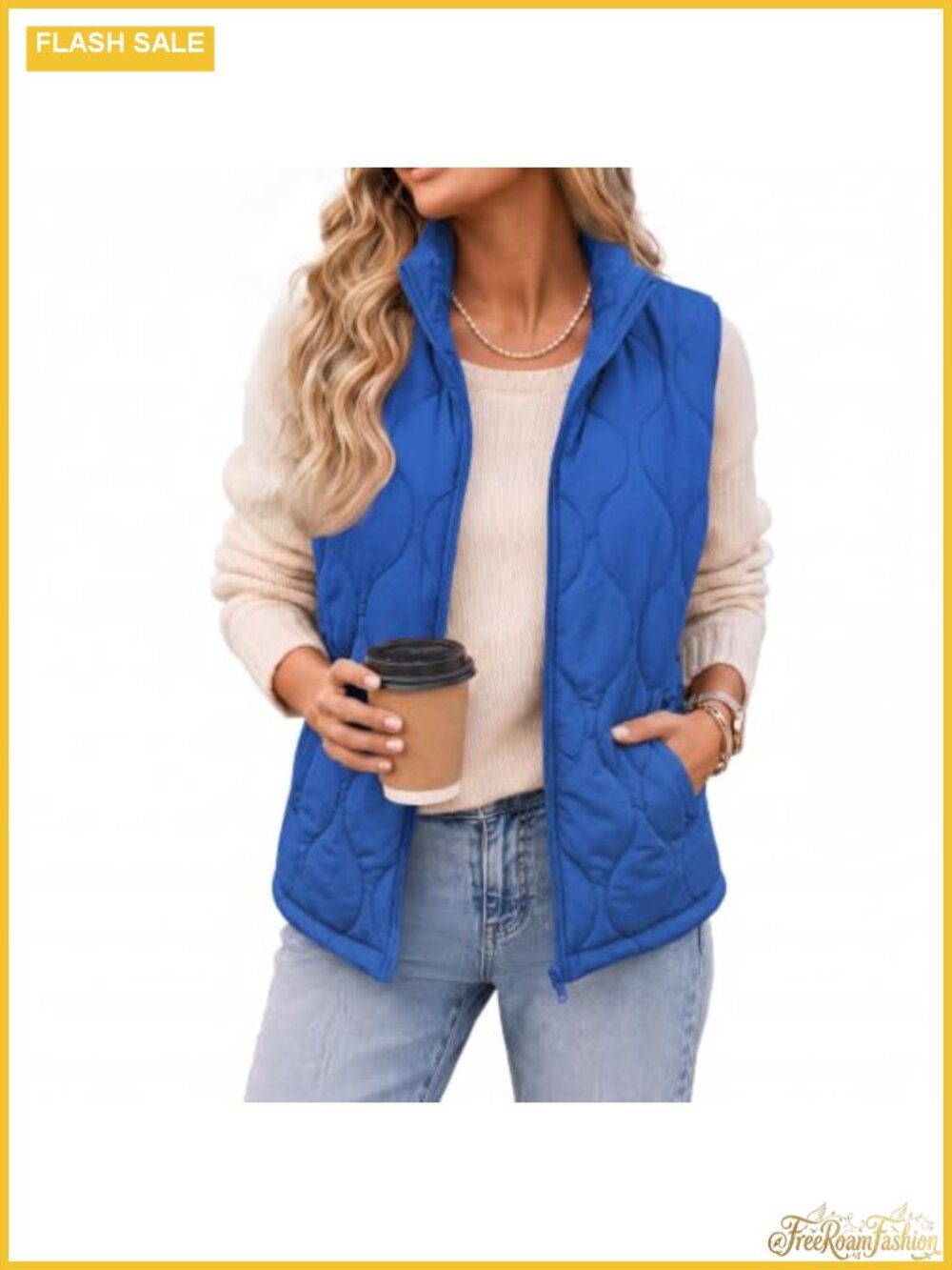 Womens Lightweight Quilted Puffer Vest Zip Up Sleeveless Jacket